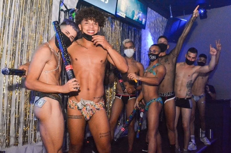 Male entertainers posing at Le Boy in Fort Lauderdale.
