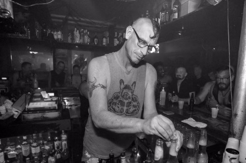 A bartender behind the bar at Ramrod in Fort Lauderdale.