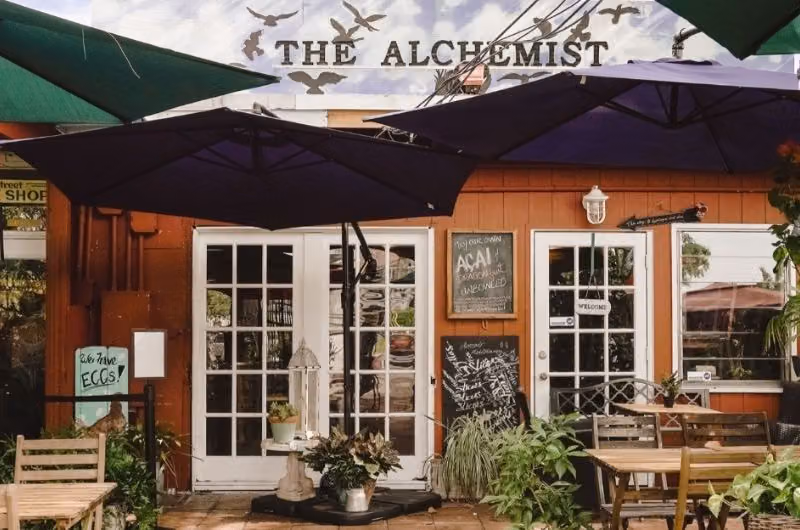 Entrance and patio at The Alchemist