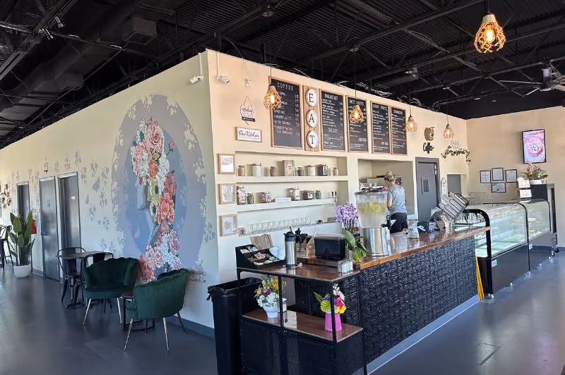 Counter and seating at Maggie’s Favorite Bakeshop